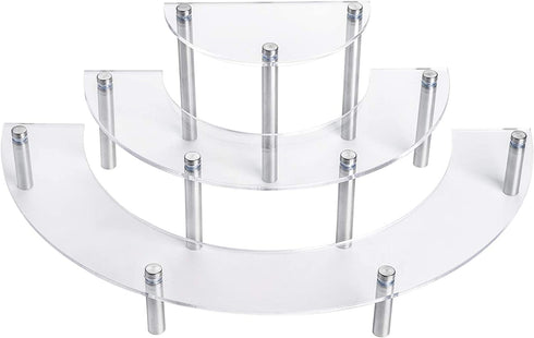 Suwimut Acrylic Riser Cupcake Display Stand, 3 Tier Clear Half Moon Dessert Stand, Tabletop Retail Semicircle Round Display Riser Shelf for Jewels, Cupcakes, Figurines and Cosmetic Items