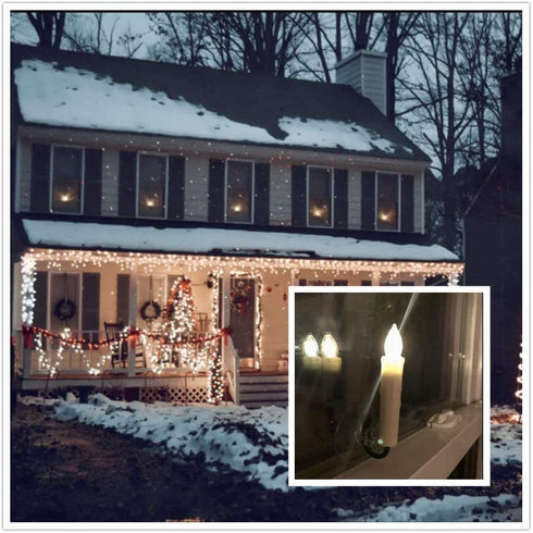 Window Candles, PChero 10 Packs Warm White Battery Operated Waterproof LED Flameless Taper Ivory Floating Candles with Remote Timer and Dimmable, Ideal for Home Indoor Outdoor Christmas Trees Decor
