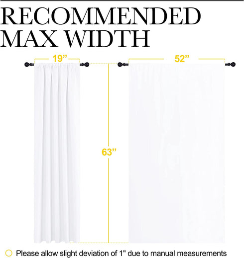 NICETOWN Bedroom Window Curtain Panels - Window Treatment Rod Pocket Drapes for Nursery (White, 2 Panels, 52" by 63")