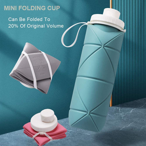 SPECIAL MADE Collapsible Water Bottles Leakproof Valve Reuseable BPA Free Silicone Foldable Travel Water Bottle for Gym Camping Hiking Travel Sports Lightweight Durable 20oz Dark Green