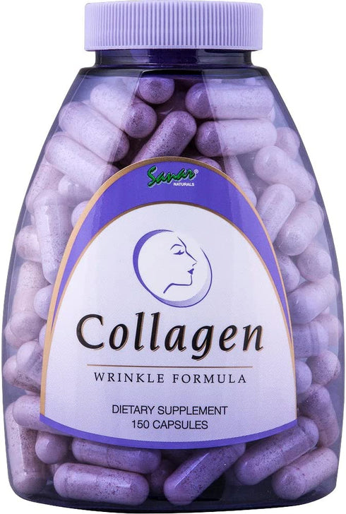 Sanar Naturals Collagen Pills with Vitamin C, E - Reduce Wrinkles, Tighten Skin, Boost Hair Skin Nails Joints - Collagen Wrinkle Formula - Hydrolyzed Collagen Peptides Supplement, 150 Capsules