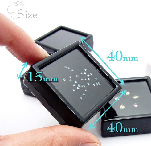 BENECREAT 24PCS Black Gemstone Display Box Jewelry Box Container with Clear Top Lids 1.57 x 0.6 Inch for Gems, Coins, Jewelry Gift Packing
