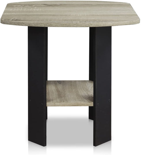 FURINNO Simple Design End/SideTable, 1-Pack, French Oak Grey/Black