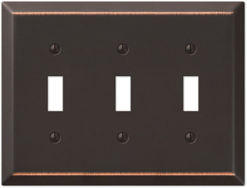 AMERELLE 163TTTDB Traditional Steel Wallplate with 3 Toggle, Aged, Triple, Oil Rubbed Bronze