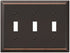 AMERELLE 163TTTDB Traditional Steel Wallplate with 3 Toggle, Aged, Triple, Oil Rubbed Bronze