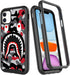 iPhone 11 Case, Street Fashion Design iPhone 11 Cases for Boys Girls Dual Layer Shockproof Rugged Cover Soft TPU + Hard PC Bumper Full-Body Cool Camo Case for iPhone 11 (6.1 inch) - Red Gray Shark