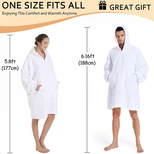 Blanket Hoodie Sweatshirt, Wearable Blanket Oversized Sherpa with Sleeves and Giant Pocket, Cozy Hoodie Warm for Adult Kids