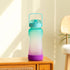 BOTTLE BOTTLE Half Gallon/64 oz Water Bottle with Straw Big Handle Protective Silicone Boot Sports Water Bottle with Time Marker Leak Proof Reusable Water Jug for Adult and Kids (blue purple)