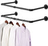 Industrial Pipe Clothes Rack , Wall Mounted Garment Rack, Space-Saving Hanging Clothes Rack, Heavy Duty Detachable Garment Bar, Multi-Purpose Hanging Rod for Clothing Storage, 2 Pack