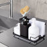 Sink Caddy, Mlesi Kitchen Sink Caddy Organizer Countertop Sponge Brush Soap Holder with Drain Pan,Soap Dispenser Caddy Organizer Rust-Proof Black
