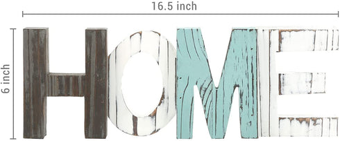 MyGift Rustic Home Sign Wall Decor, Mantel, Tabletop Multicolor Wood Cutout Block Letters