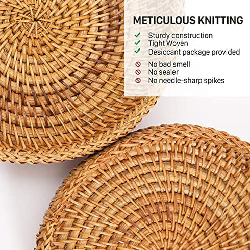 Small Key Bowl for Entryway Table Wicker Decorative Bowls Keys Holder Basket Handmade Woven Display Wall Baskets Rattan Fruit Candy Wallet Storage Organizing Kitchen Countertop (XS: 7.3" Set 1)