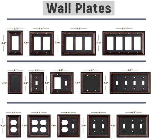 Pack of 4 Wall Plate Outlet Switch Covers by SleekLighting | Decorative oil rubbed bronze | Variety of Styles: Decorator/Duplex/Toggle / & Combo | Size: 1 Gang Duplex
