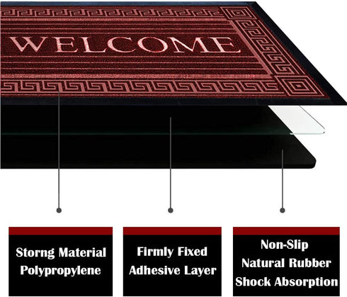Extremely Durable Doormat - 17" x 29.5" - Outdoor Door Mat Welcome Non Slip with Rubber Backing - Low-Profile Heavy Duty Door Mats - Easy Clean Door Mat for Entrance, Patio, High Traffic Areas