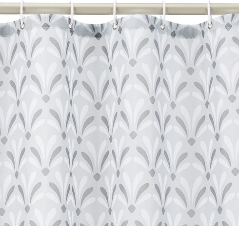 Amazon Basics Fabric Shower Curtain with Grommets and Hooks - 72 x 72 Inch, Gray Art Deco