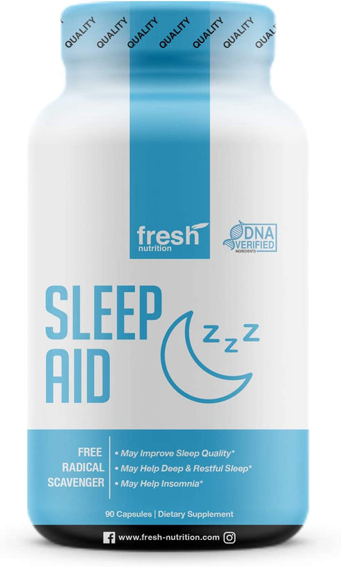 Sleep Aid - Strongest DNA Verified - Melatonin, KSM-66 Ashwagandha, L-Theanine, Glycine, Vitamin B8 Inositol, Vitamin C – Strong Natural Sleep Aids for Adults Extra Strength Sleeping Pill - Vegan Safe