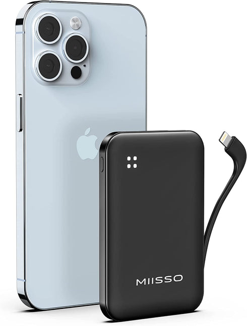 4500mAh Built in Cable Cell Phone External Battery Pack, Portable Phone Charger Power Bank 5V 2.1A Charging Mobile Phone Charger USB-C In/Out Compatible with iPhone 6/7/8/X/XS/XR/11/12/13, Heated Vest