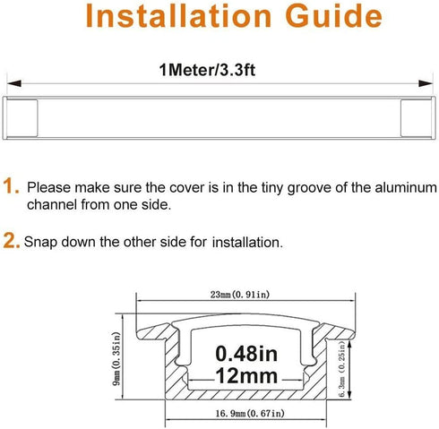 LightingWill 5-Pack 3.3ft/1M 9x23mm Silver U-Shape Internal Width 12mm LED Aluminum Channel System with Cover, End Caps and Mounting Clips Aluminum Extrusion for LED Strip Light Installations-U01S5