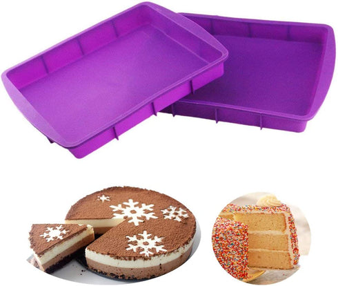 Orgrimmar 2 Pcs Silicone Rectangular Cake Pans Mold Bakeware Bread Baking Pan Non Stick Easy Demoulding Purple
