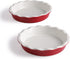 SWEEJAR Ceramic Mini Pie Pans for Baking, 6 Inches Small Pie Plate with Ruffled Edge for Chicken Pot Pie, Fruit Pies, Quiches, Round Baking Dish, Set of 2 (Red)