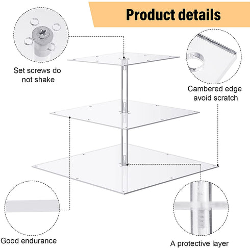 Acrylic Cupcake Stand Clear Cupcake Tower Dessert Cake Stands Transparent Cupcake Holder Stand Square Cupcake Display Stand Dessert Cupcake Tray with LED for Decor (Yellow Light)