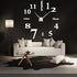Mirror Surface Decorative Clock 3D DIY Wall Clock for Living Room Bedroom Office Hotel Wall Decoration (Silver)