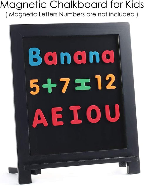 Magnetic Chalkboard Sign, 15x12 Wood Framed Blackboard with Chalk Marker and 2PC Magnets, Rustic Chalk Board Easel for Menu Kitchen Wedding Farmhouse D©cor, Tabletop or Wall Hanging Display