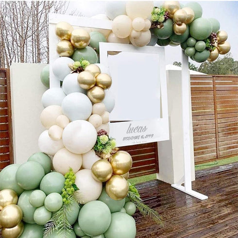 Sage Green Balloon Garland Arch Kit - 154pcs Avocado Green Balloon with Blush Balloons Gold Balloons and Macaron Gray Balloons for Wedding Birthday Party Baby Shower Party Background Decoration
