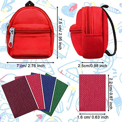 Sumind 14 Pieces Doll Accessories Include 6 Pieces Mini Doll Backpacks Mini Doll Bag Cute Zipper Backpack Mini Books Backpacks and 8 Pieces Miniatures Doll Books for Doll Accessories
