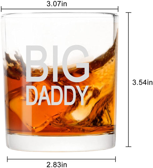 Dad Gift on Father™s Day, Novelty Big Daddy Whiskey Glass, Old Fashioned Glasses, Unique Scotch Glass for Dad, New Dad, Husband, friends, Gift on Father™s Day, Birthday, Christmas, 10 Oz