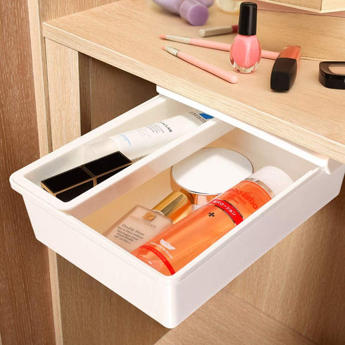 Under Desk Drawer Self Adhesive Hidden Under Desk Storage Drawers Desk Organizer Hanging Under Table Pencil Slide Out Holder Tray under Standing Desk Shelf