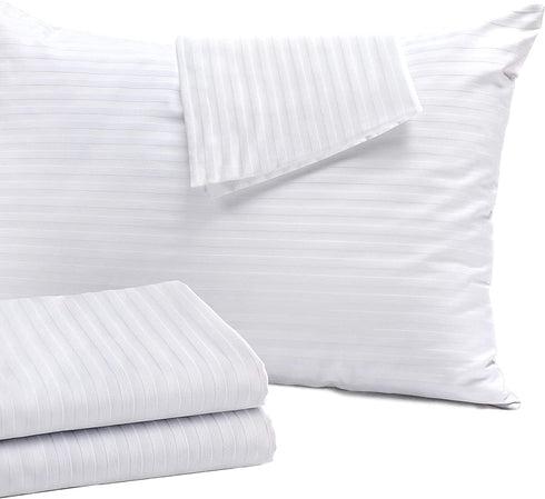 4 Pack Pillow Protectors Queen 20x30 Inches ?¤Life Time Replacement?¤ Tight Weave Enhanced Protection Cotton Sateen Blend High Thread Count 400 Style Zip (Queen 4 Pack Cotton Sateen)