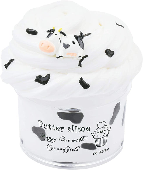 Tonlead White Black Cow Butter Slime Floam Slime Scented,200ML Non Sticky Birthday Premade Slime Kid Christmas Toy for Boys and Girls(White Black Cow)