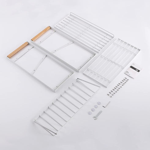 KES 3 Tier Spice Rack Organizer for Countertop, Spice Organizer for Kitchen, Seasoning Jars Condiment Sauce Organizer, Iron and Wood White, KSR512-WH