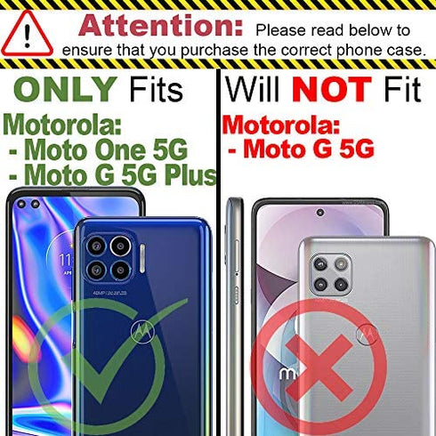 CoverON for Motorola Moto One 5G Phone Case/Moto G 5G+ Plus Case, Magnetic Slide Kickstand Ring Rugged Cover- Navy Blue