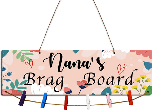 Gifts for New Grandma/Nana's Brag Board/Grammy Clip Photo Holder/Birthday Christmas Gfit for Grandma from Granddaughter and Grandson