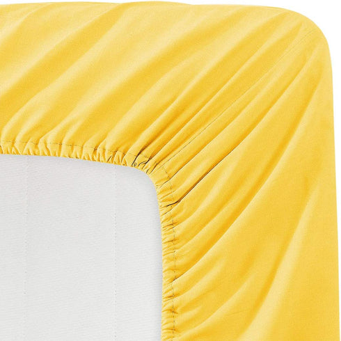 Basic Choice Solid Color Microfiber Queen Deep Pocket Fitted Sheet, Yellow