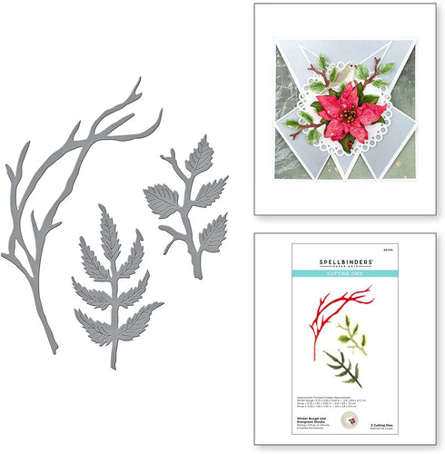 Spellbinders Winter Bough and Evergreen Shrubs Dies, Metal