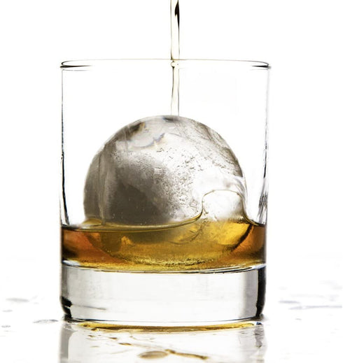 glacio Round Ice Cube Molds - Whiskey Ice Sphere Maker - Makes 2.5 Inch Ice Balls - 4 Pack