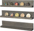 MyGift Wall Mounted Vintage Gray Wood Challenge Coin Holder and Casino Chip Display Shelf, Single Row Military Coin Showcase Rack, Set of 3