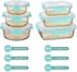 Emica Glass Food Container Set-6 Pack, Glass Amber Color Meal Prep Containers, Food Prep Containers Glass with Lids, Glass Bento, Airtight Glass Bento Boxes, Glass Food Storage Set (6 Containers & 6 Lids)