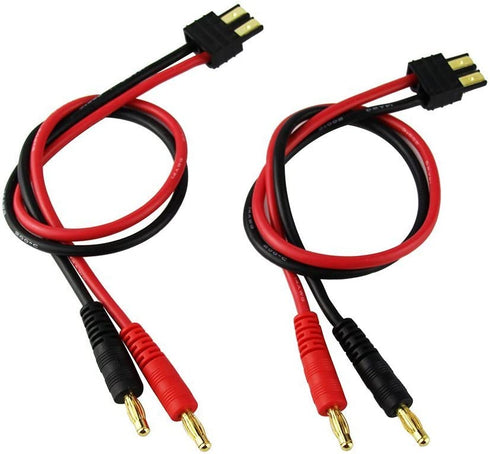 FLY RC 2pcs RC Lipo Battery Charge Cable with 4.0mm Gold Plated Banana Plug 14AWG Silicone Wire for Traxxas Charger Lead Lipo Battery