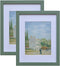 Muzilife 11x14 Wood Picture Frame Flat Display Pictures 8x10 with Mat or 11x14 Without Mat for Wall 2pcs, Green