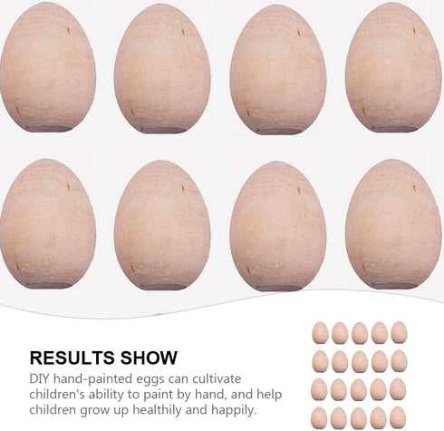 Kisangel 20pcs Unfinished Wood Eggs Smooth Flat Bottom Wooden Easter Craft Eggs for Easter Display Smooth Ready to Paint and Decorate S