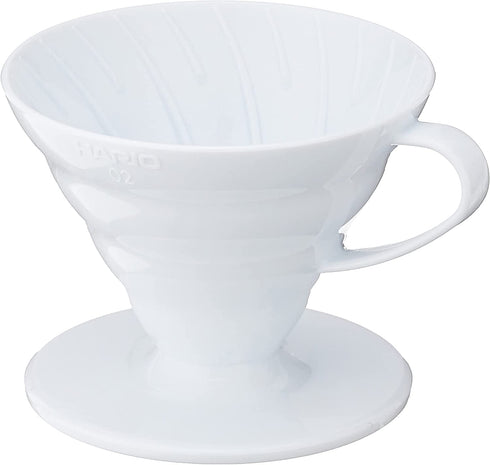 Hario V60 Paper Coffee Filters, Size 02, Natural, 100ct & V60 Plastic Coffee Dripper, Size 02, White