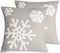 HUAGUOGUO 18 x 18 Inch 2PCs Embroideried Pillowcase?Christmas Holiday Falling Snowflake Cotton Linen Throw Pillow Cover Cushion Home Sofa Bed Car Decorative (Grey)