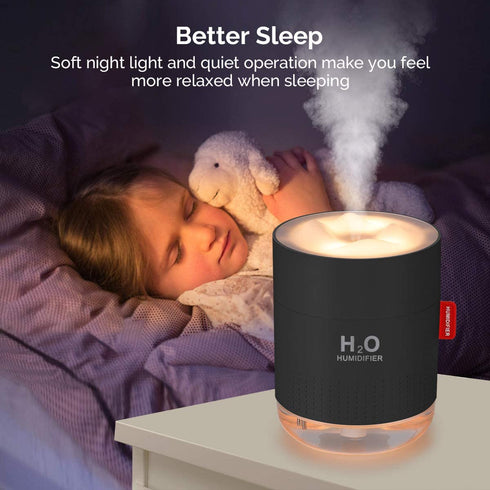 Portable Mini Humidifier, 500ml Small Cool Mist Humidifier, USB Personal Desktop Humidifier for Baby Bedroom Travel Office Home, Auto Shut-Off, 2 Mist Modes, Super Quiet (Black)