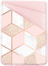 uCOLOR Phone Card Holder PU Leather Wallet Pocket Credit Card ID Case Pouch 3M Adhesive Sticker on iPhone Samsung Galaxy Android Smartphones (Rose Gold Glitter White Marble)