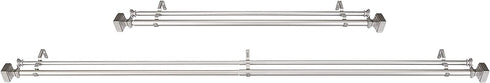 Amazon Basics 1" Double Curtain Rod with Square Finials - 36" to 72", Nickel