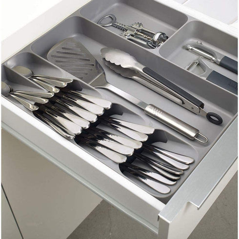 Joseph Joseph DrawerStore Kitchen Drawer Organizer Tray for Cutlery Utensils and Gadgets, Gray, 15.6 x 15.1 x 2.1 Inches